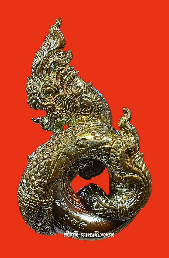 รูปหล่อองค์พญานาค หลวงพ่อรักษ์ อนาลโย วัดสุทธาวาส วิปัสสนา จ.พระนครศรีอยุธยา รุ่นขุมทรัพย์นาคราช ปี 2560 เนื้อสัมฤทธิ์โชค ตนที่ 12 หมายเลข 645 